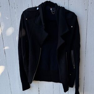 Marc by Marc Jacobs Black Hooded Zip-Front Bomber Jacket